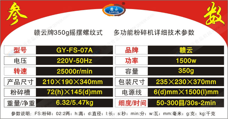 技術參數粉碎機藥用粉碎機贛云機械