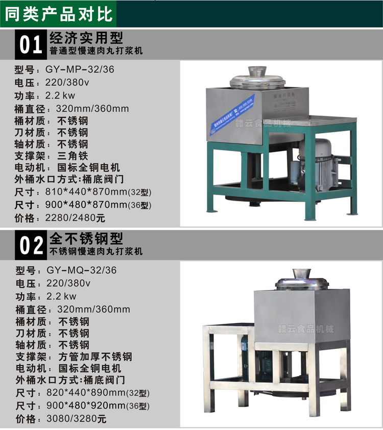 慢速打漿機同款系列商品參數